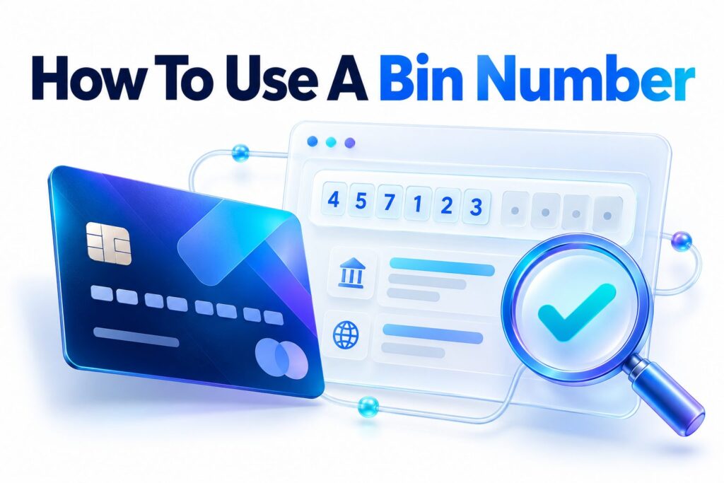 Person entering a BIN number to identify a bank card issuer