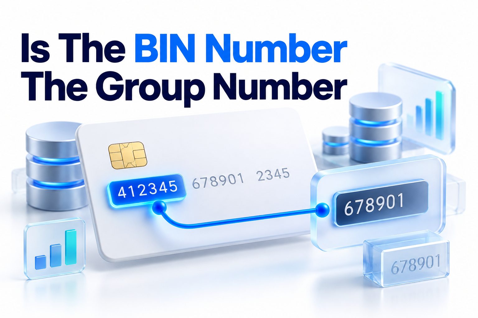 Illustration comparing a bank card BIN number with a group number